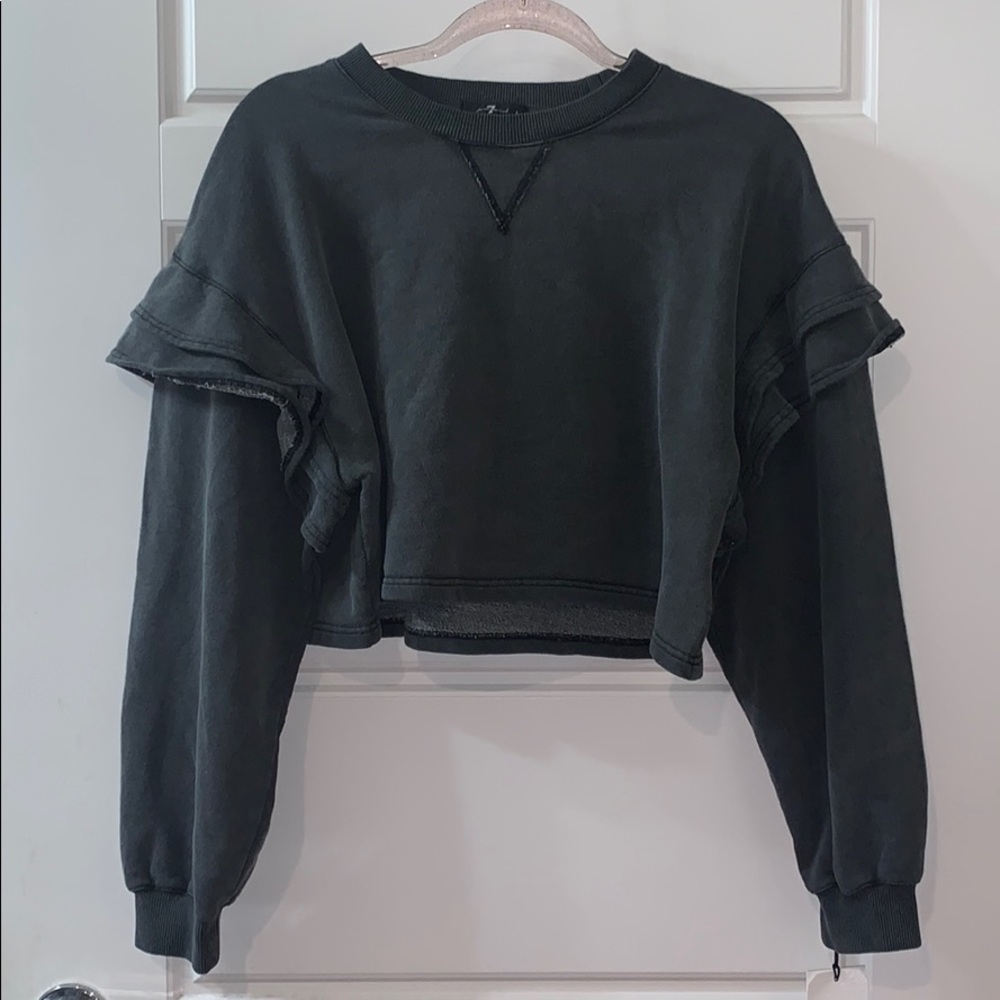 7 For All Mankind cropped ruffle sweater